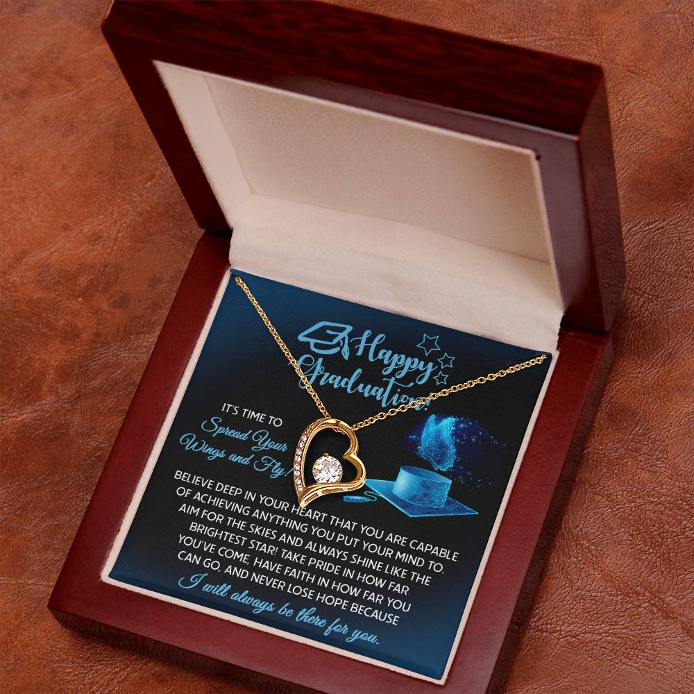 Her Graduation Gift -Spread Your Wings - Forever Love Heart Necklace