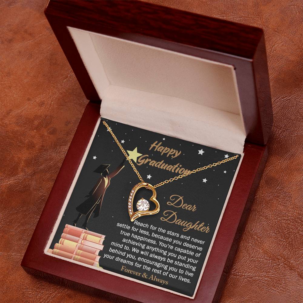 Daughter Graduation Gift - Happy Graduation 2 - Forever Love Heart Necklace