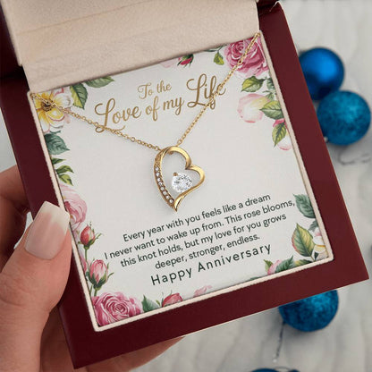 Wife Anniversary - Love Of My Life - Eternal Love Heart Necklace - Price Includes Free Shipping