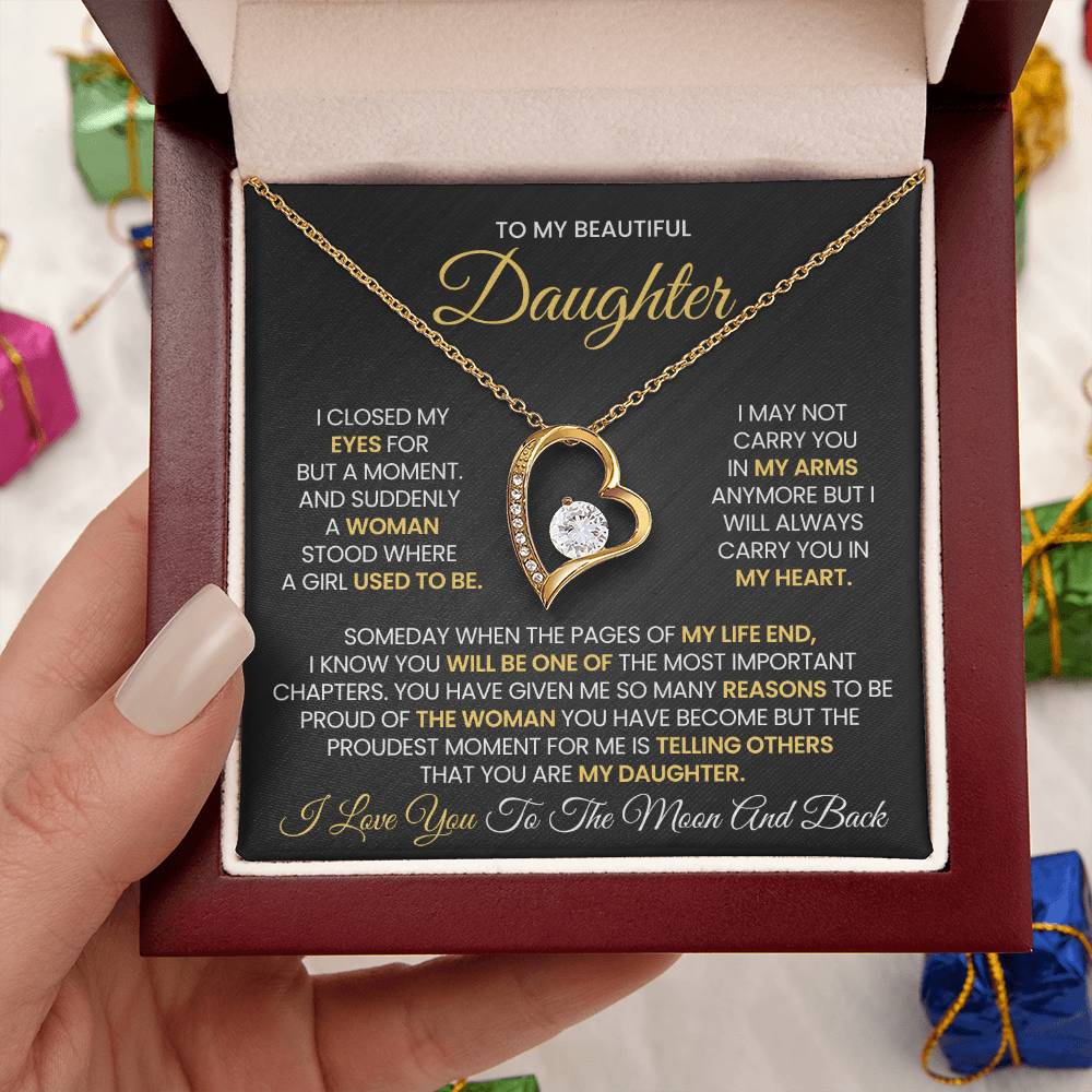 Daughter Jewelry Gift - Forever Love Necklace - I Will Always Carry You In My Heart