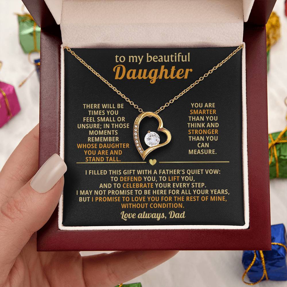 To My Beautiful Daughter - I Love You Without Condition - Eternal Love Heart Necklace - Price Includes Shipping