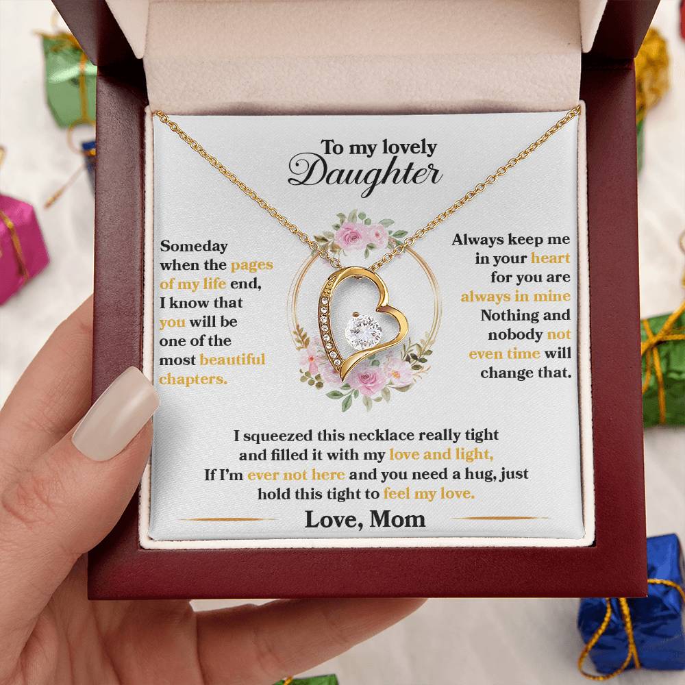 To My Daughter Jewelry Gift - Forever Love Heart Necklace - Keep Me In Your Heart