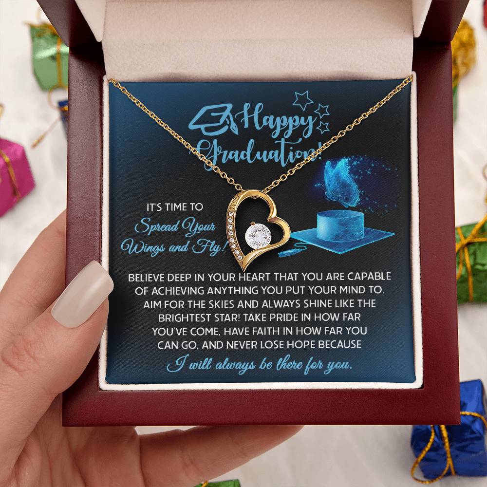 Her Graduation Gift -Spread Your Wings - Forever Love Heart Necklace