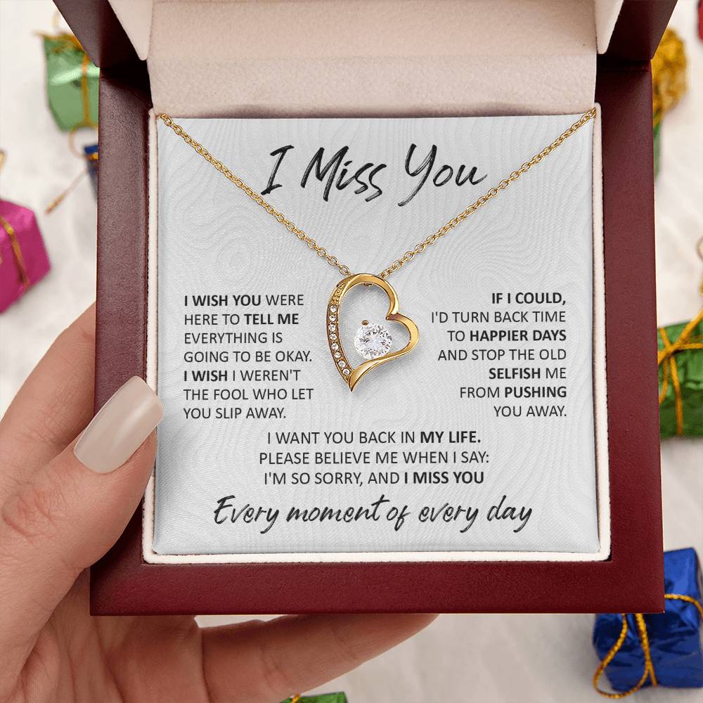 Soulmate -  I Miss You I Wish You Were Here - Forever Love Heart Necklace