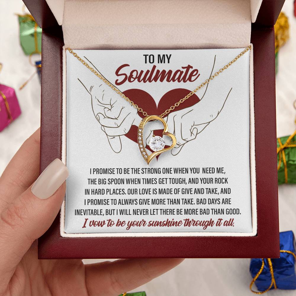 Soulmate -I  Promise To Be Strong - Forever Love Heart Necklace