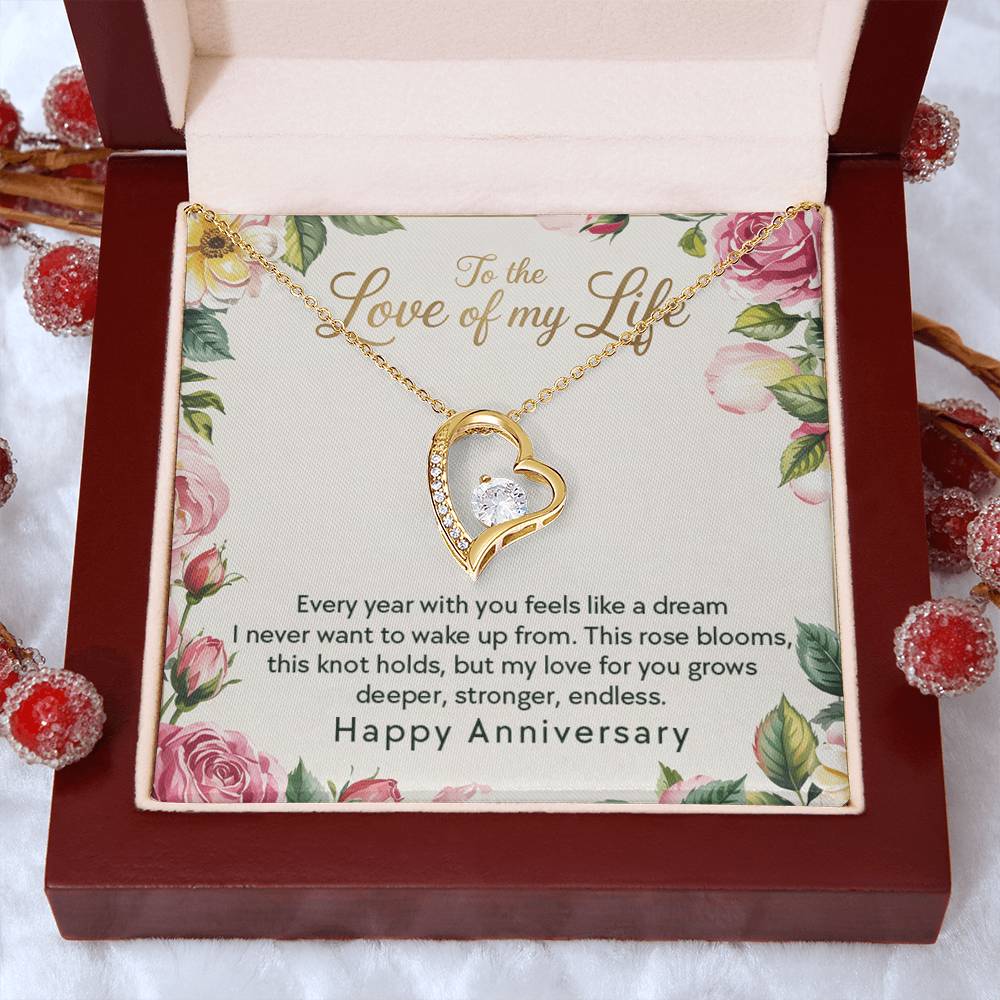 Wife Anniversary - Love Of My Life - Eternal Love Heart Necklace - Price Includes Free Shipping
