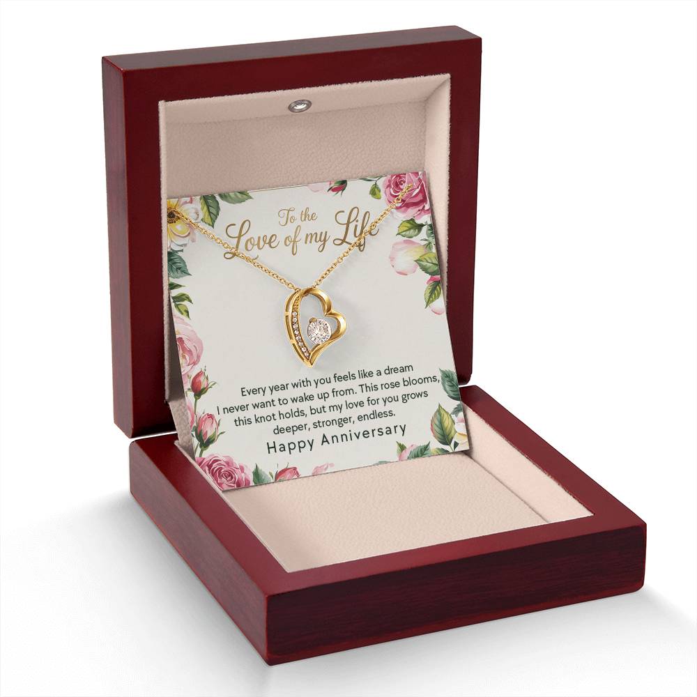 Wife Anniversary - Love Of My Life - Eternal Love Heart Necklace - Price Includes Free Shipping