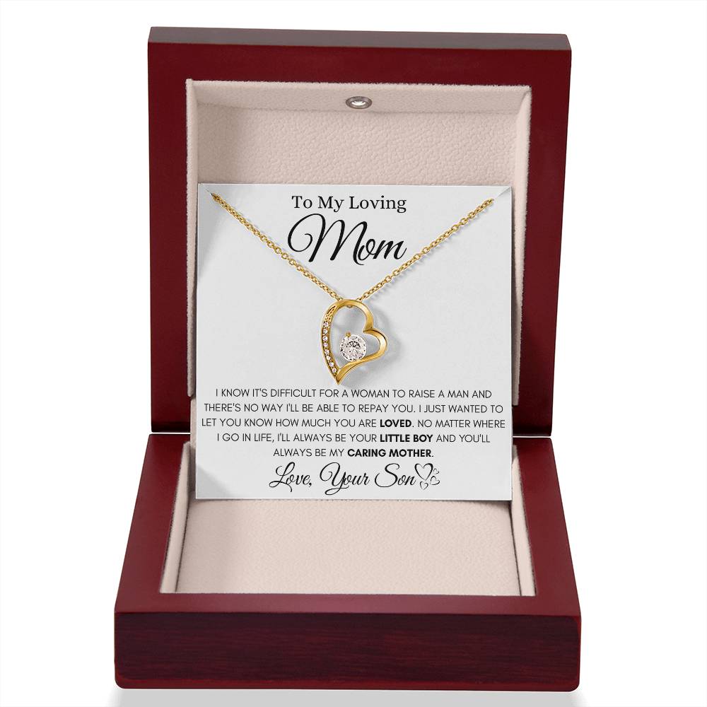 To My Mom From Her Son - Forever Love Heart Necklace -I'll Always Be Your Little Boy