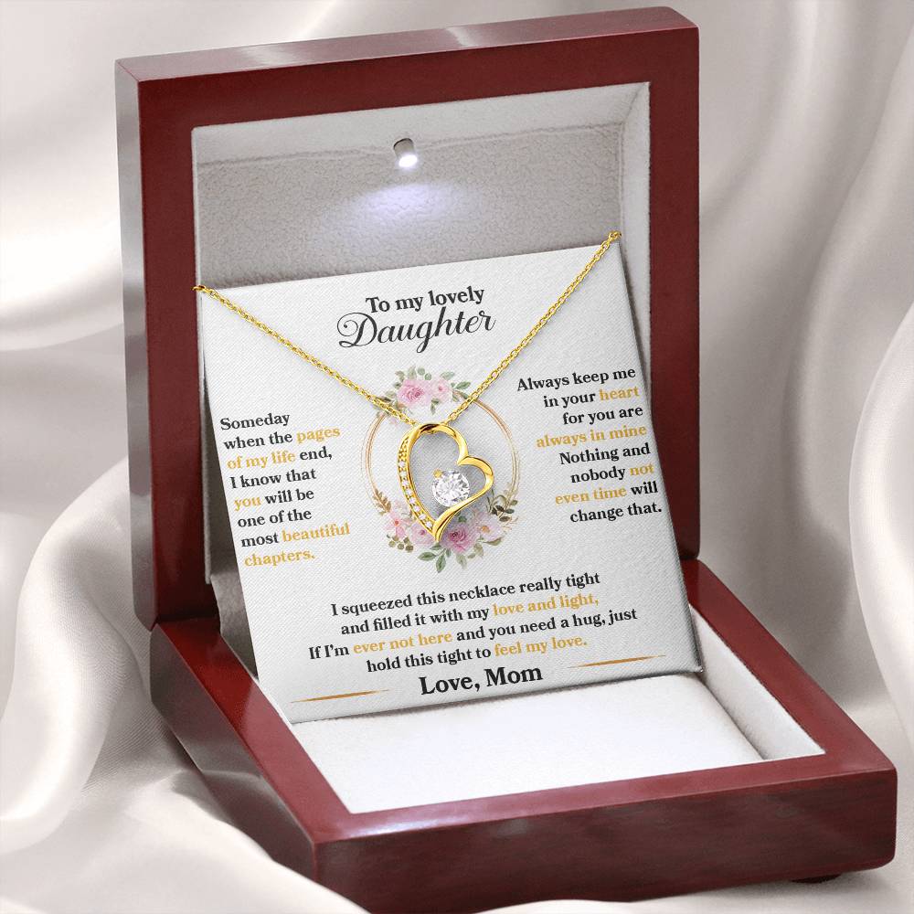 To My Daughter Jewelry Gift - Forever Love Heart Necklace - Keep Me In Your Heart