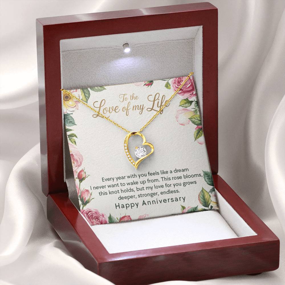 Wife Anniversary - Love Of My Life - Eternal Love Heart Necklace - Price Includes Free Shipping
