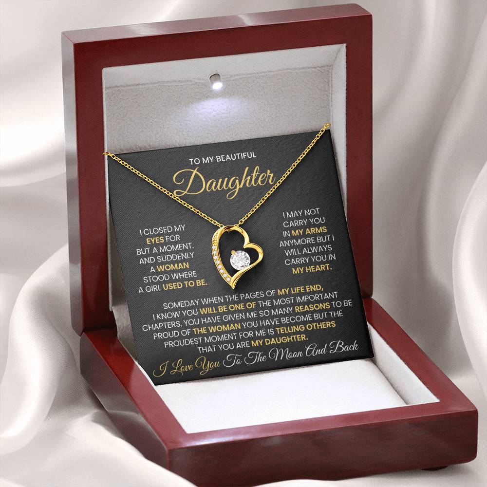 Daughter Jewelry Gift - Forever Love Necklace - I Will Always Carry You In My Heart