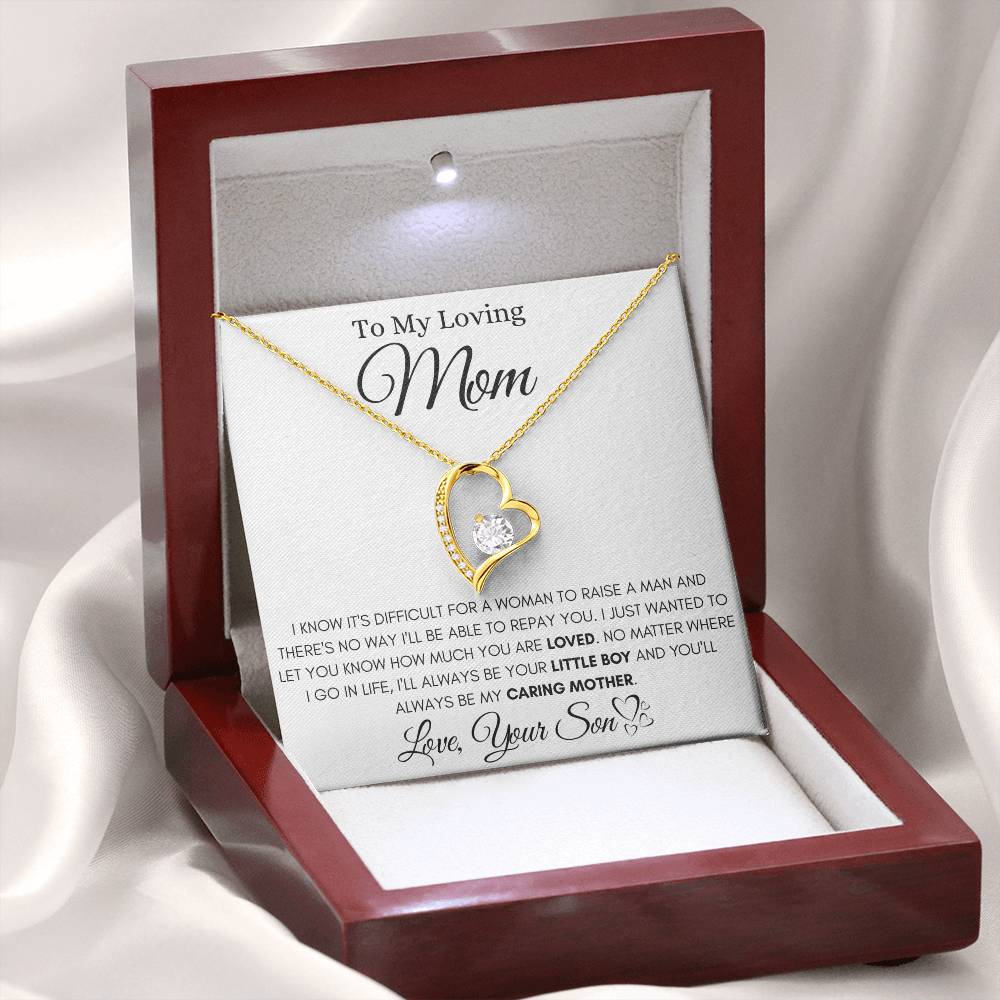 To My Mom From Her Son - Forever Love Heart Necklace -I'll Always Be Your Little Boy
