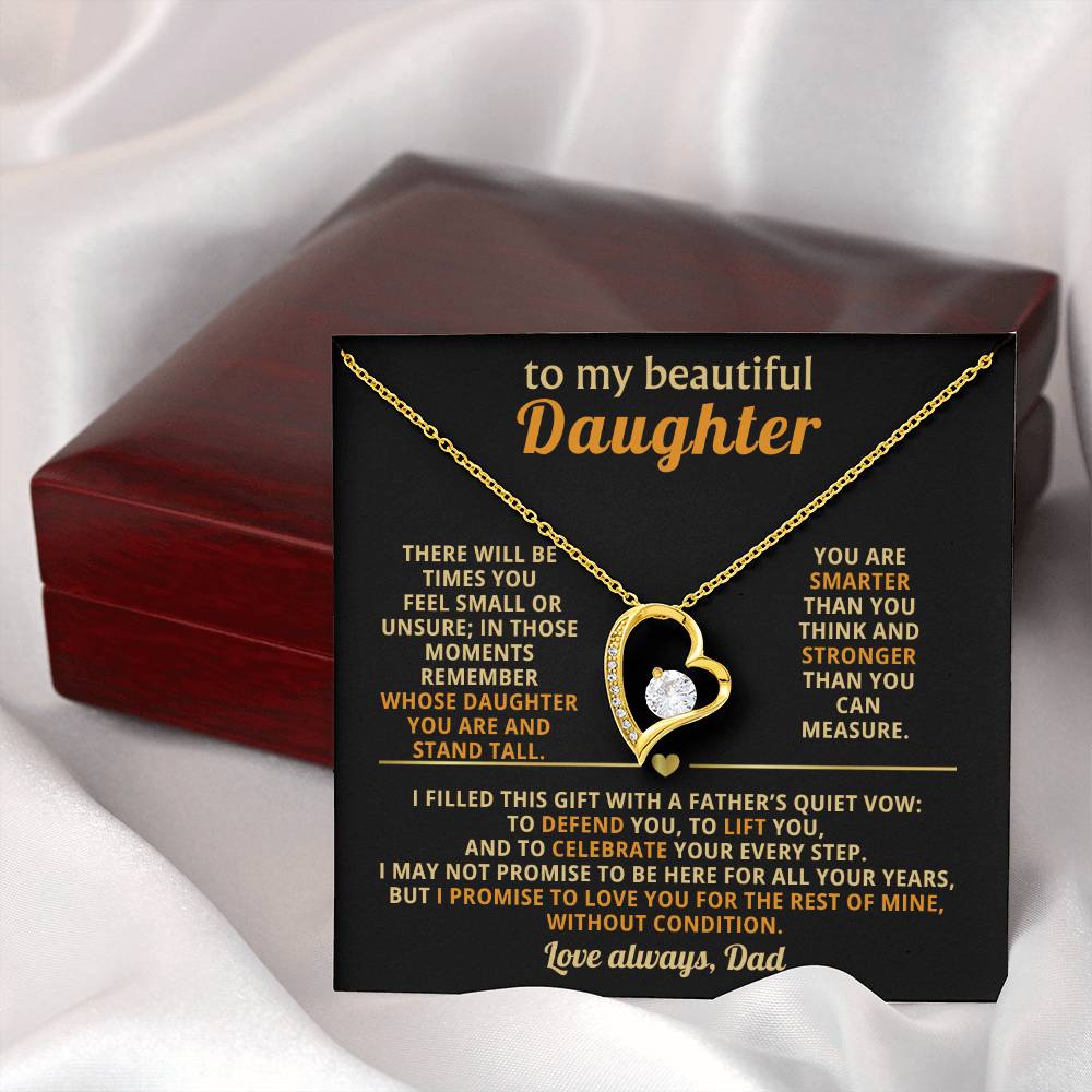 To My Beautiful Daughter - I Love You Without Condition - Eternal Love Heart Necklace - Price Includes Shipping