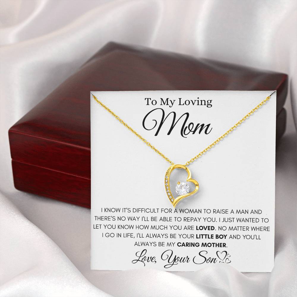 To My Mom From Her Son - Forever Love Heart Necklace -I'll Always Be Your Little Boy