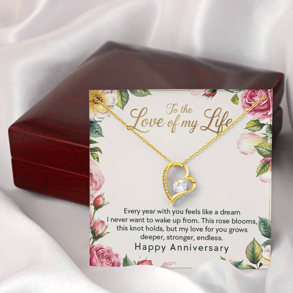 Wife Anniversary - Love Of My Life - Eternal Love Heart Necklace - Price Includes Free Shipping