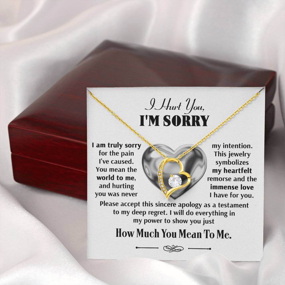 I'm Sorry Apology Jewelry Gift - How Much You Mean To Me - Eternal Love Heart Necklace in a Lighted Luxury Gift Box - Price Includes Free Shipping