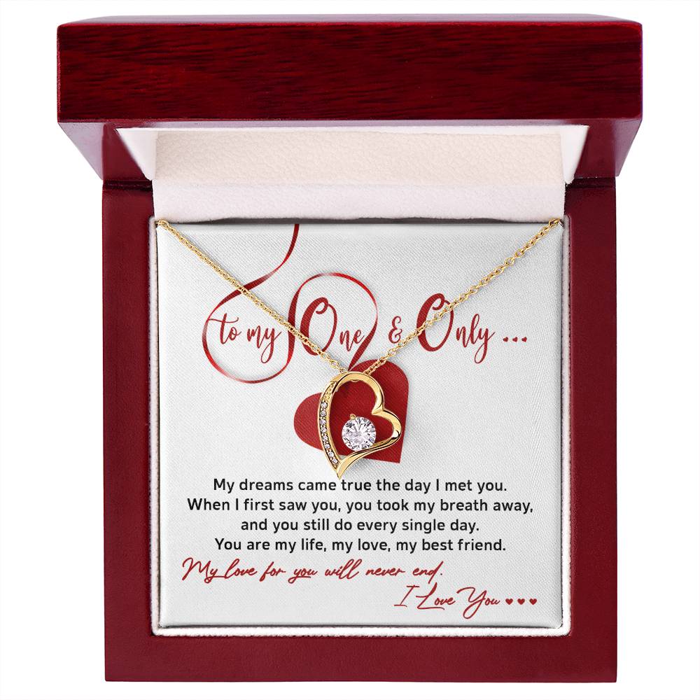 Soulmate Gift, My Love For You Will Never End, Forever Love Heart Necklace