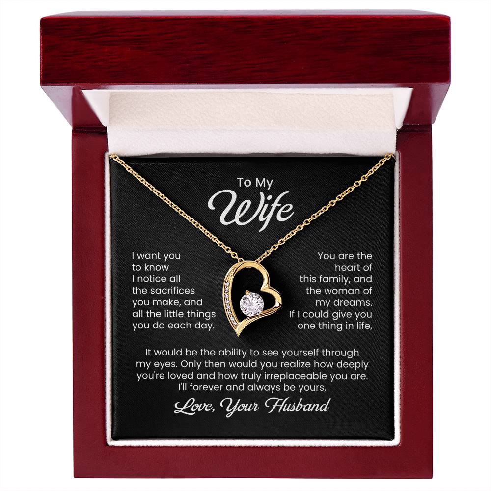 To My Beautiful Wife - You Are The Heart Of This Family - Eternal Love Heart Necklace - Price Includes Free Shipping
