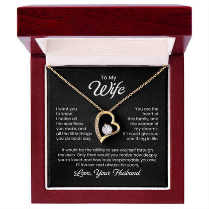 To My Beautiful Wife - You Are The Heart Of This Family - Eternal Love Heart Necklace - Price Includes Free Shipping