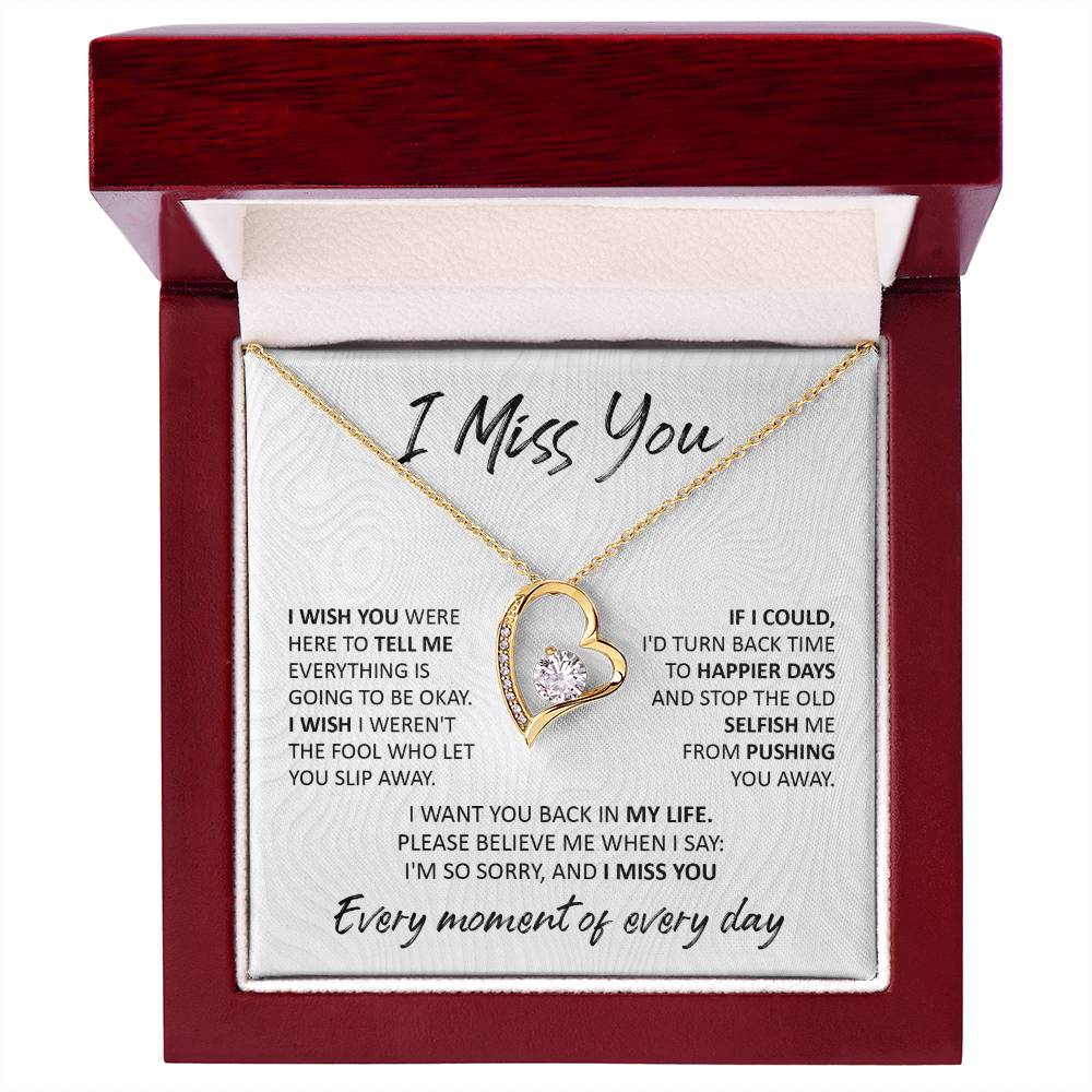 Soulmate -  I Miss You I Wish You Were Here - Forever Love Heart Necklace