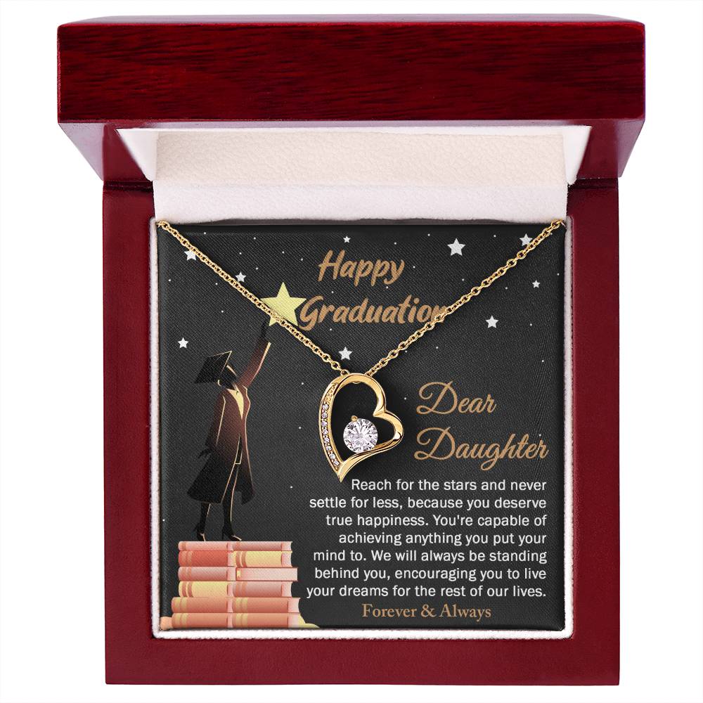 Daughter Graduation Gift - Happy Graduation 2 - Forever Love Heart Necklace