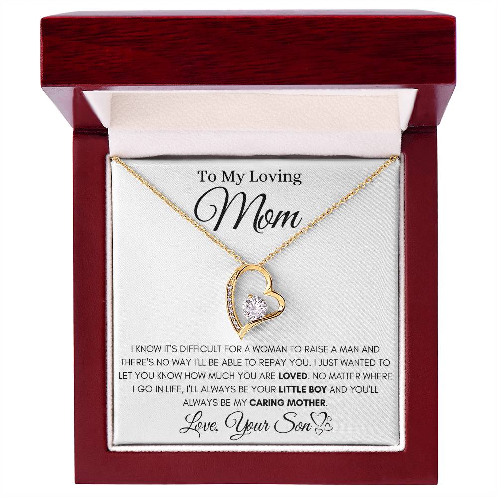 To My Mom From Her Son - Forever Love Heart Necklace -I'll Always Be Your Little Boy