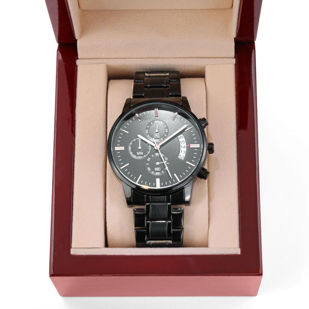 Son Gift From Mom -Believe In Yourself -  Engraved Chronograph Watch - Shipping Included