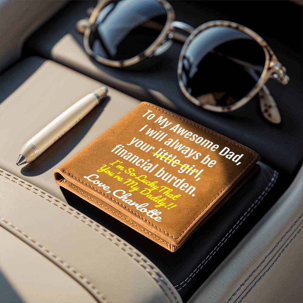 Funny Dad Gift - Leather Wallet - Lucky You're My Daddy