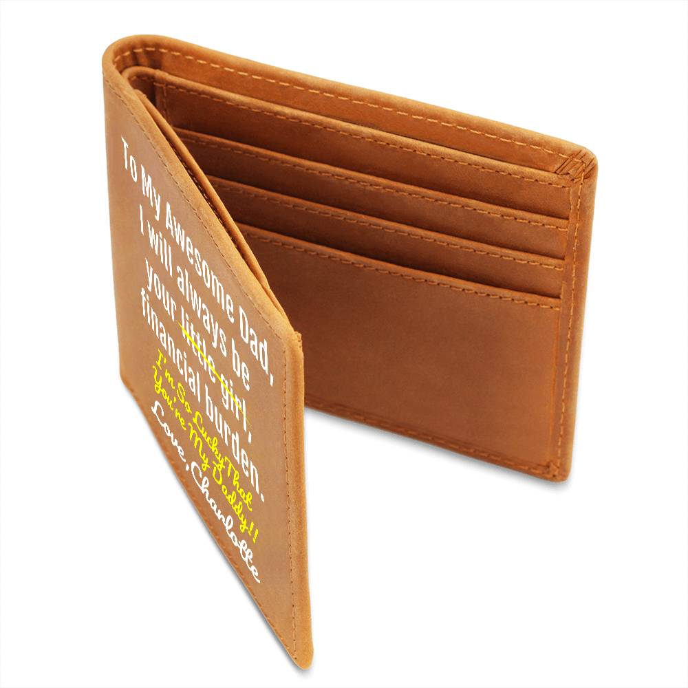 Funny Dad Gift - Leather Wallet - Lucky You're My Daddy