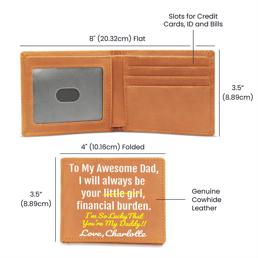 Funny Dad Gift - Leather Wallet - Lucky You're My Daddy