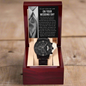 To My Son-In-Law - Mens Black Wrist Watch with Mahogany Box and Message Card - Hold Her Hand