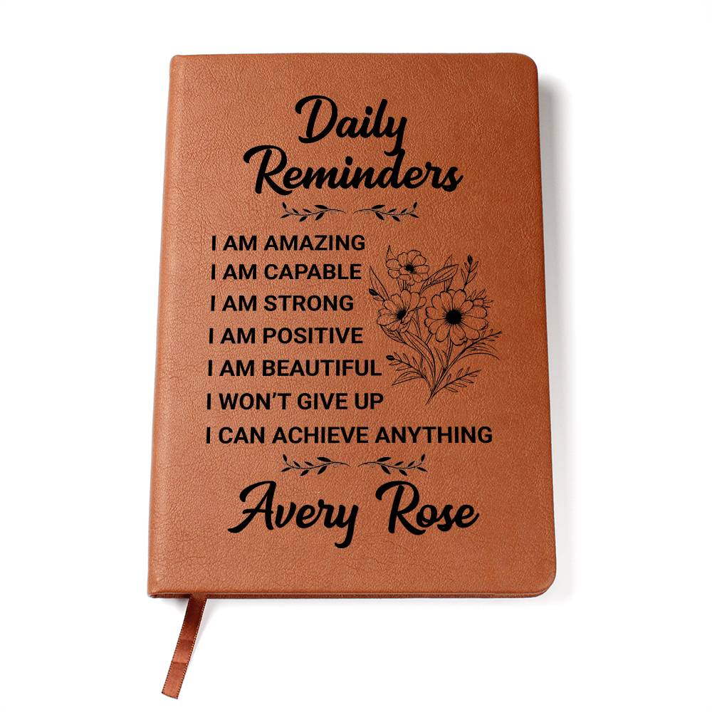 Personalized Daily Reminders -  Self Esteem - Journal Gift