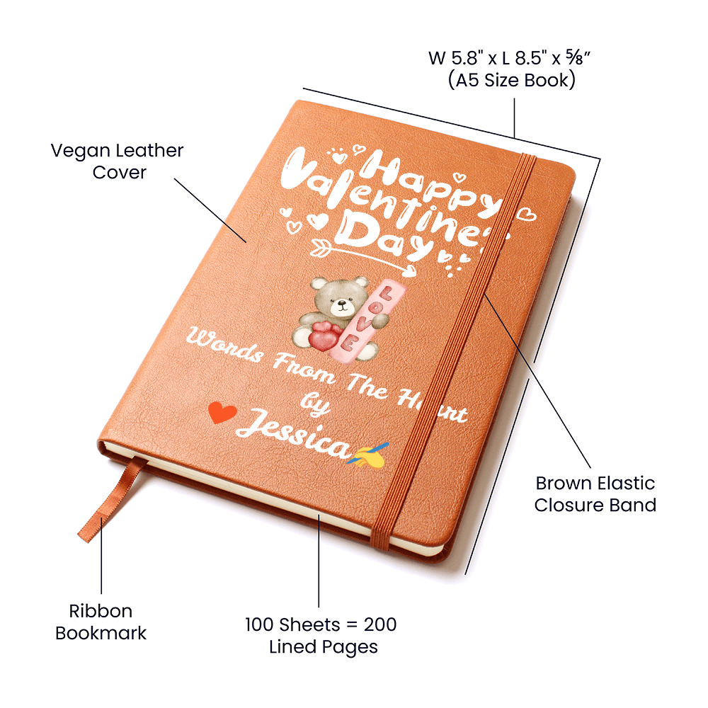 Valentine Day Personalized Journal - Custom Name Notebook for Her