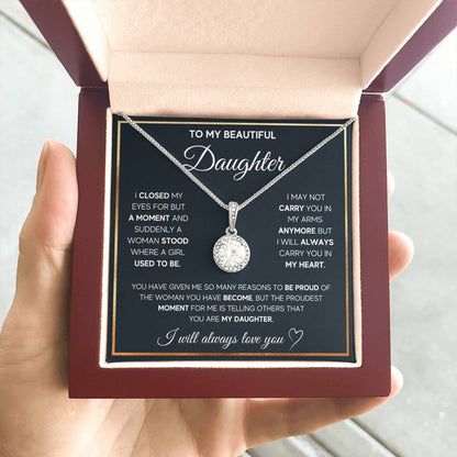 To My Beautiful Daughter - I Will Always Carry You In My Heart - Radiant Hope Sparkling Necklace Presented in a Lighted  Luxury Gift Box - Free Shipping Included