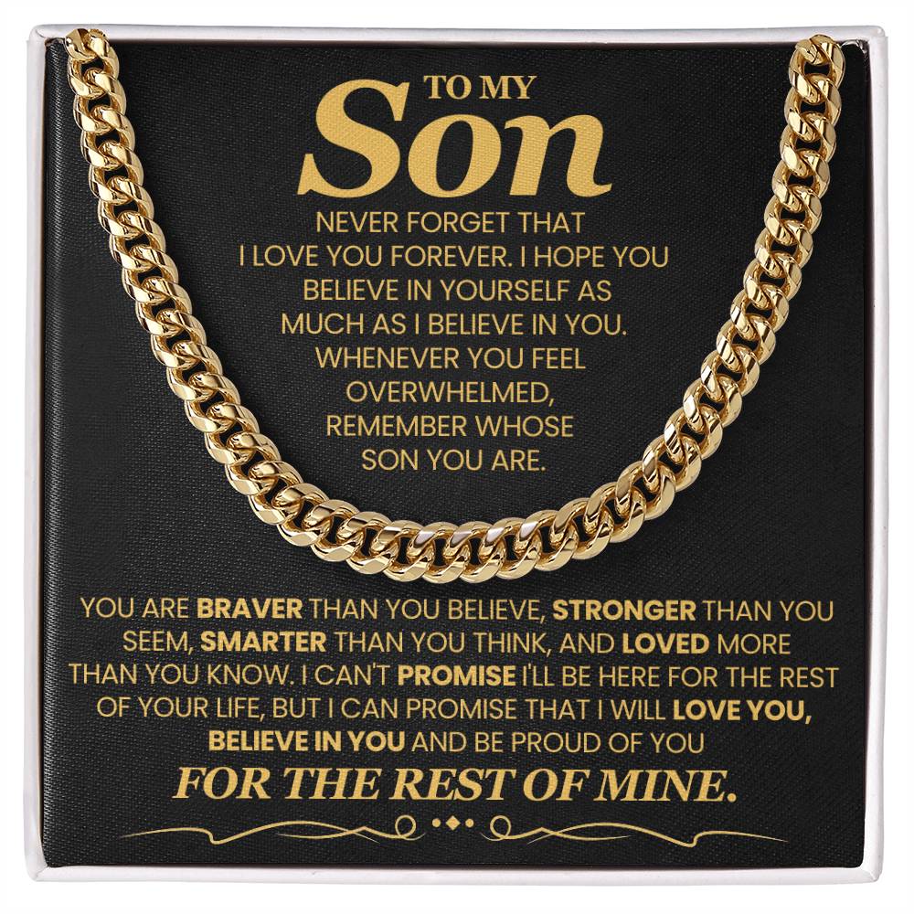 Gift For My Son - You Are Braver, Stronger and Smarter - Cuban Chain Link Necklace