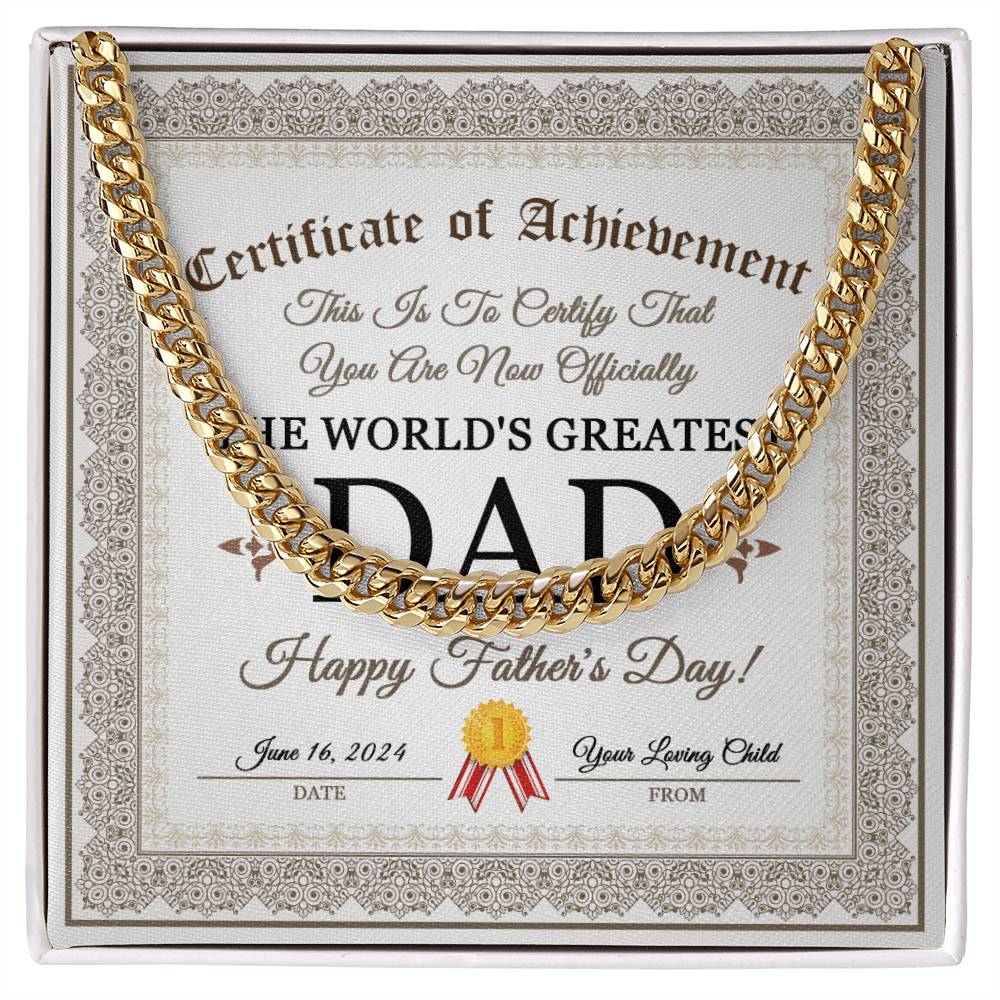 Dad Cuban Chain Link Necklace Gift -The World's Greatest Dad