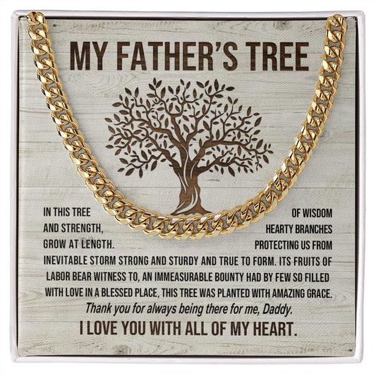 Father's Tree Cuban Chain Necklace