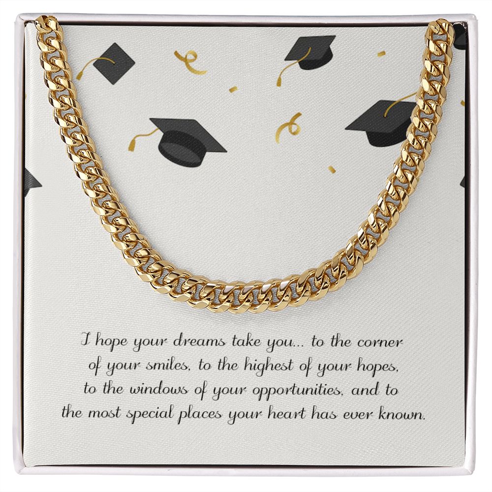 Graduation Gift For Him - Cuban Link Chain Necklace - Highest Of Hope