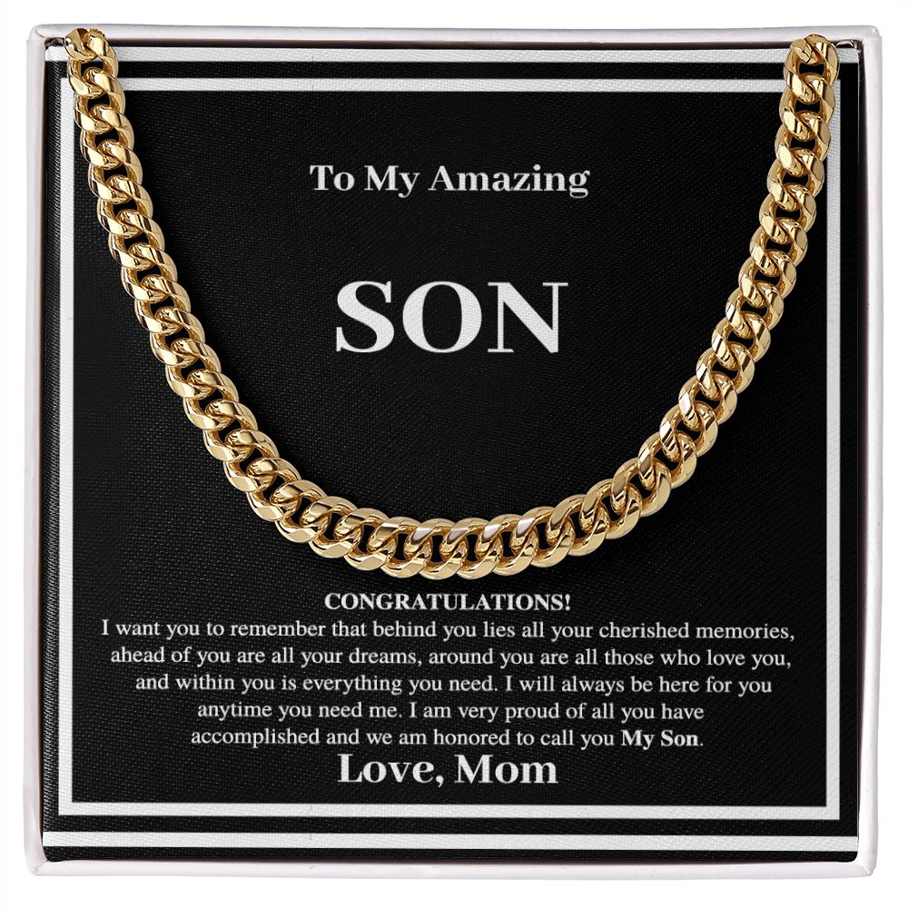 Son Gift From Mom - Cuban Chain Link Necklace - Congratulations