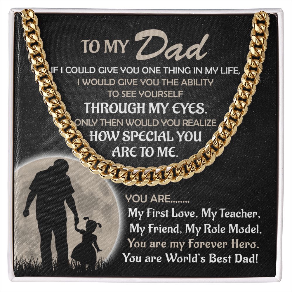 To My Dad Gift From Daughter - My Forever Hero - Cuban Link Chain Necklace