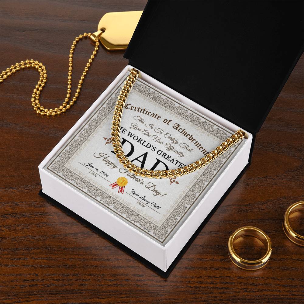 Dad Cuban Chain Link Necklace Gift -The World's Greatest Dad