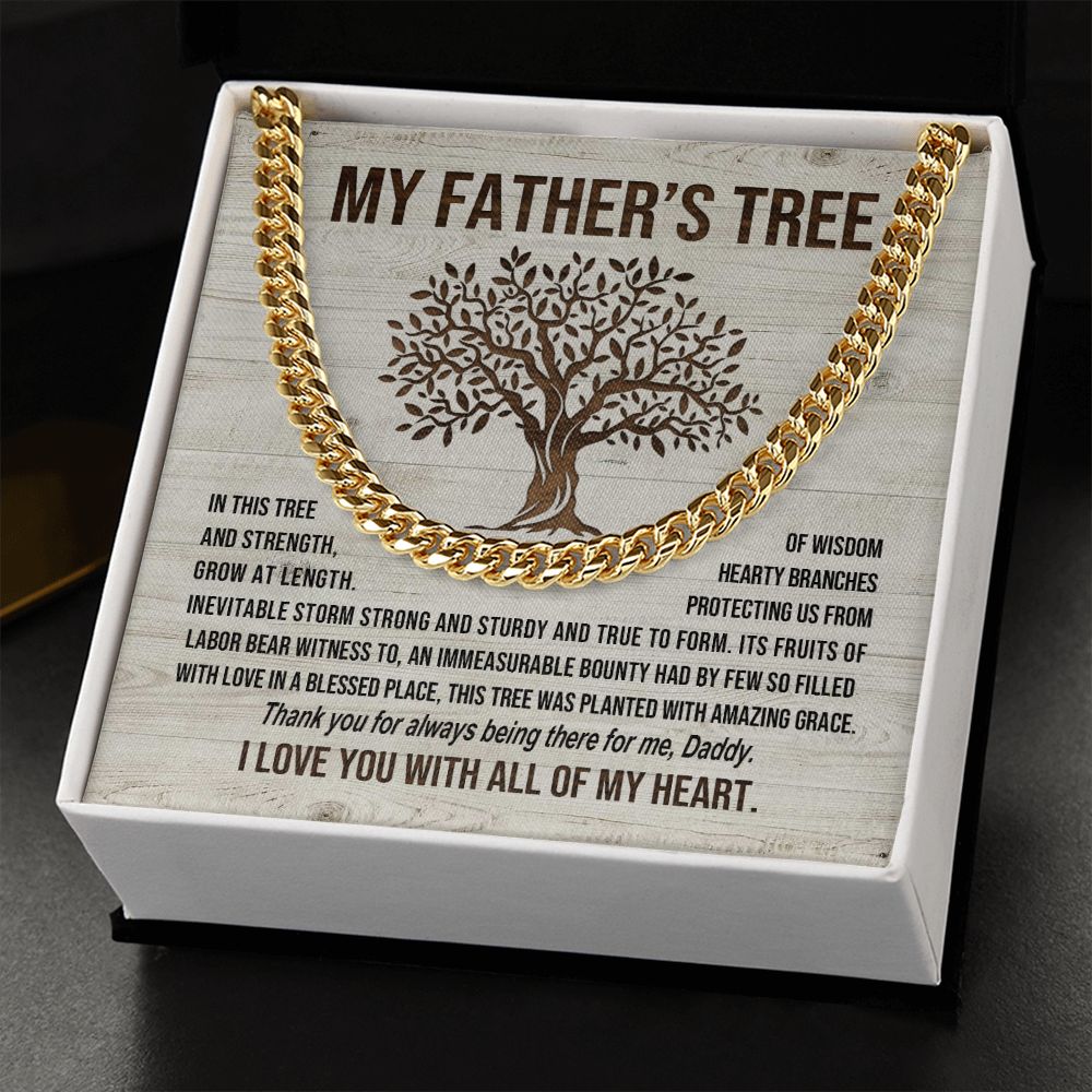 Father's Tree Cuban Chain Necklace