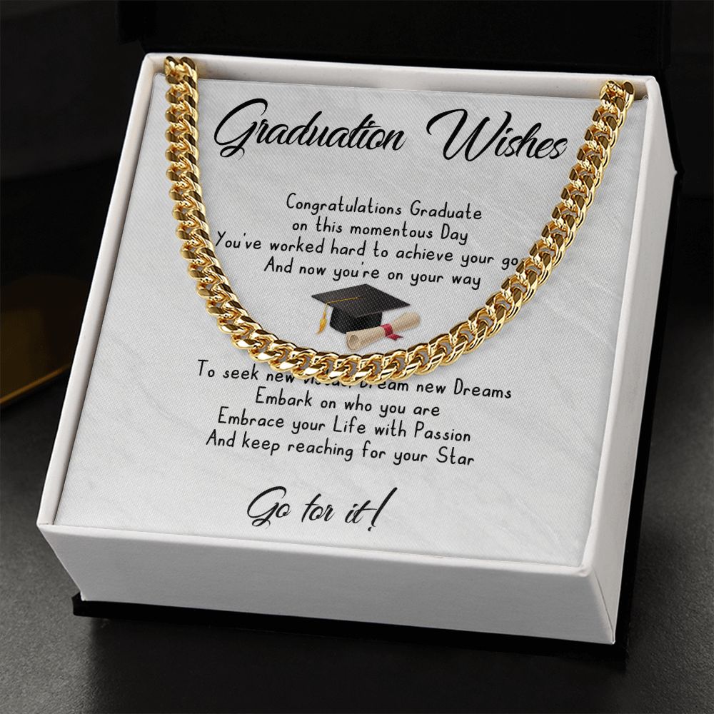 Graduation Gift For Him - Cuban Link Chain Necklace - Go For It