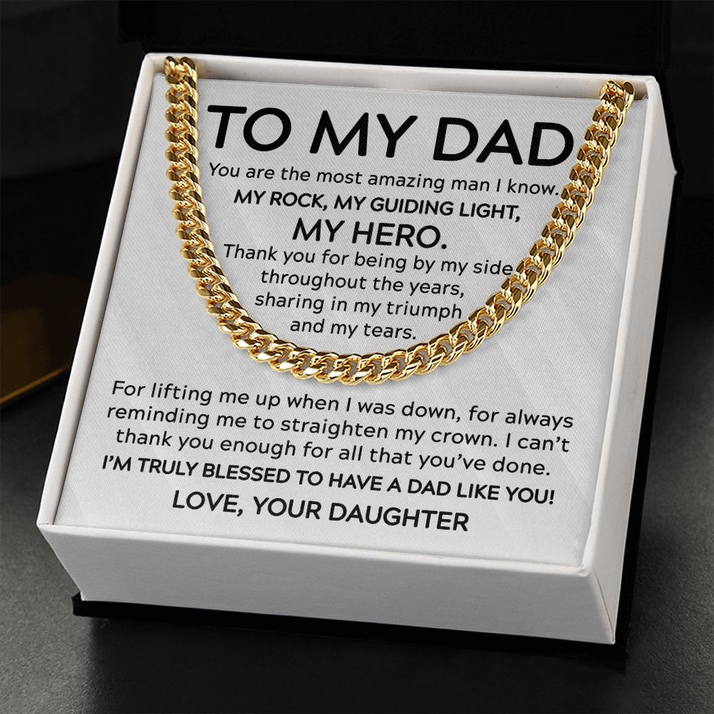 To My Dad Gift From Daughter - You Are  My Guiding Light - Cuban Link Chain