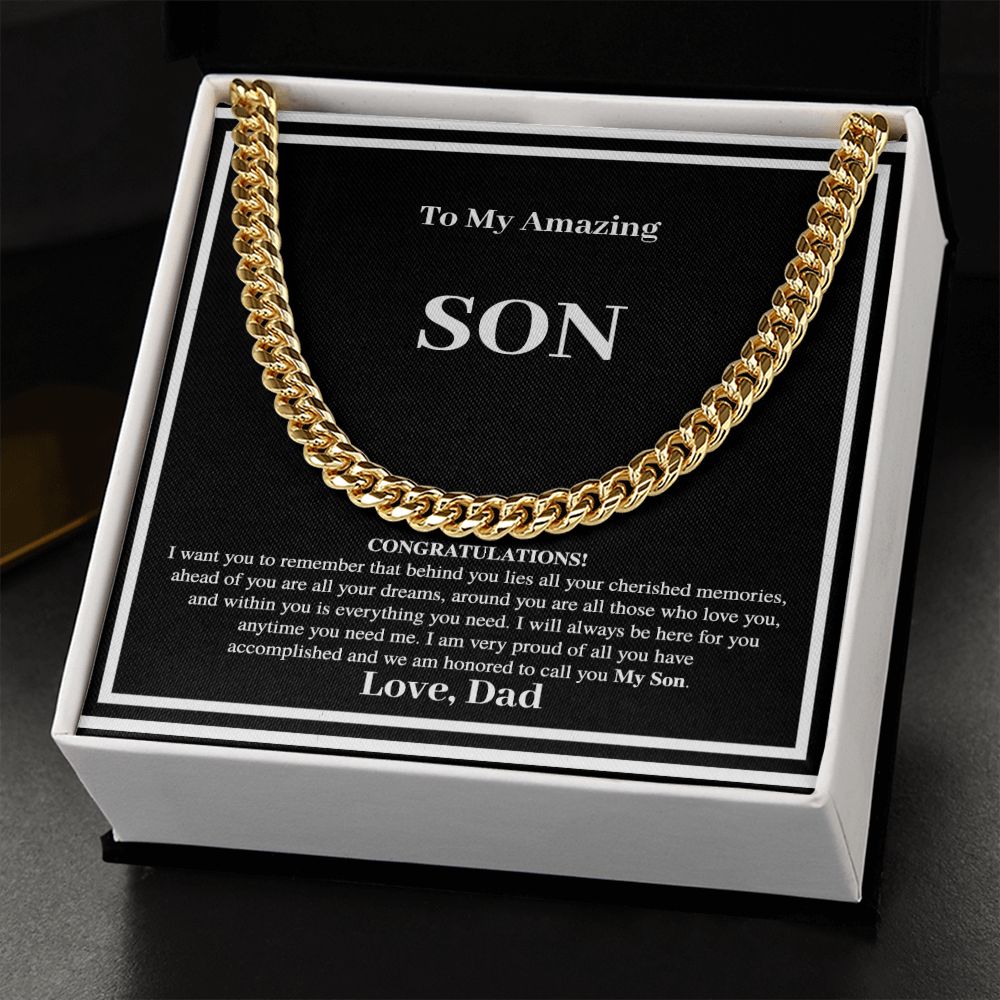 Son Gift From Dad - Cuban Chain Link Necklace - Congratulations