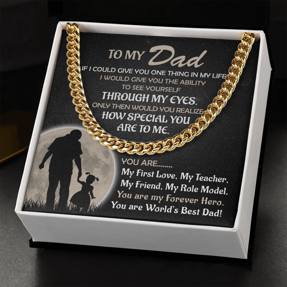 To My Dad Gift From Daughter - My Forever Hero - Cuban Link Chain Necklace