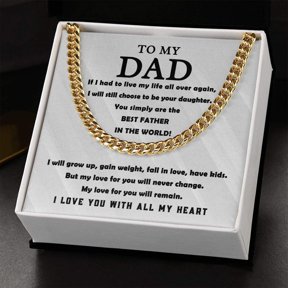 Dad Gift - Cuban Link Chain Necklace - All Of My heart