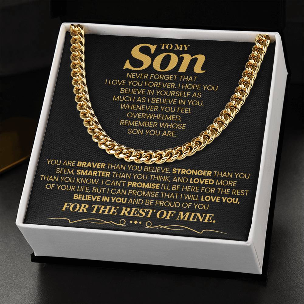 Gift For My Son - You Are Braver, Stronger and Smarter - Cuban Chain Link Necklace