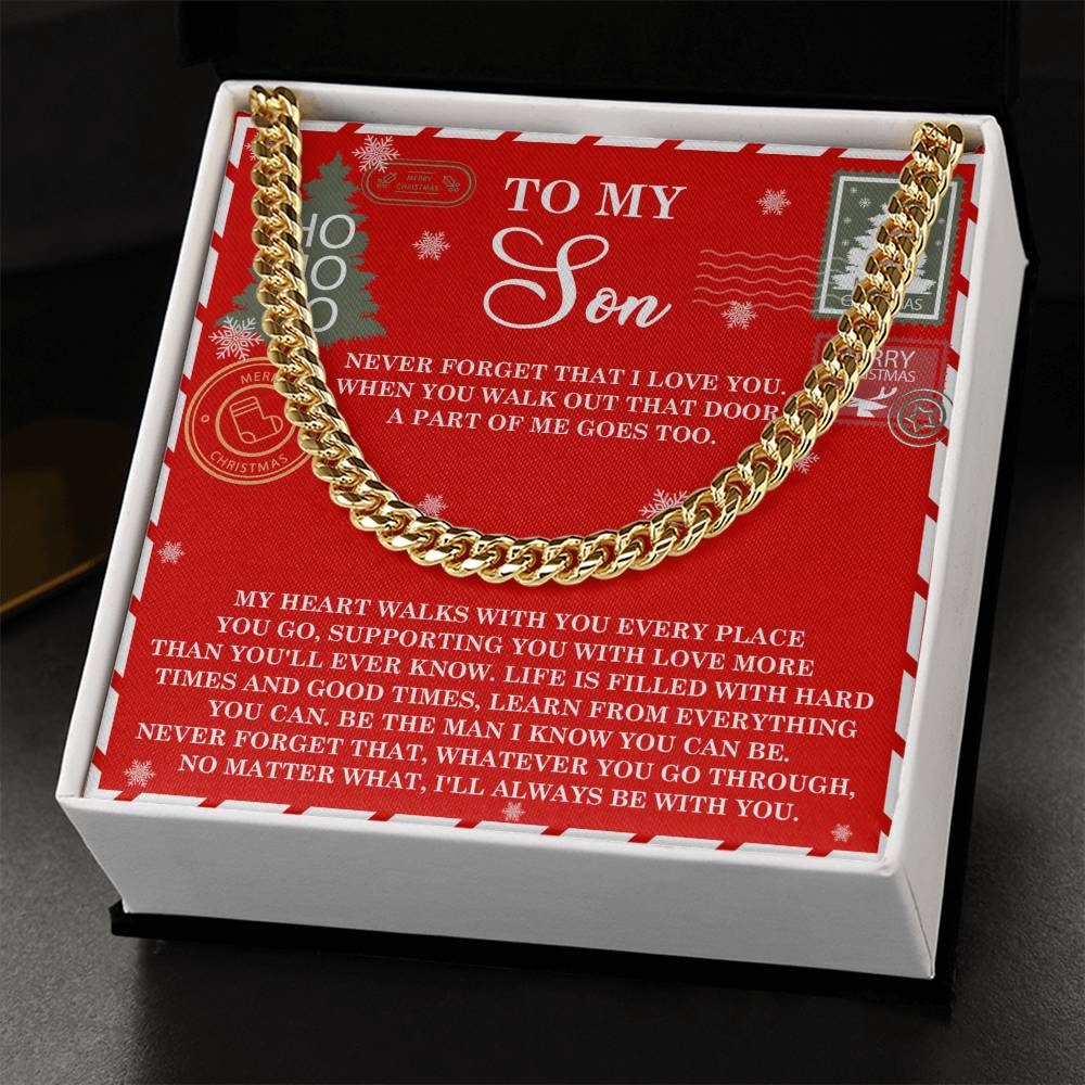 Son Gift - Cuban Link Chain Necklace - That Door - Never Forget That I Love You