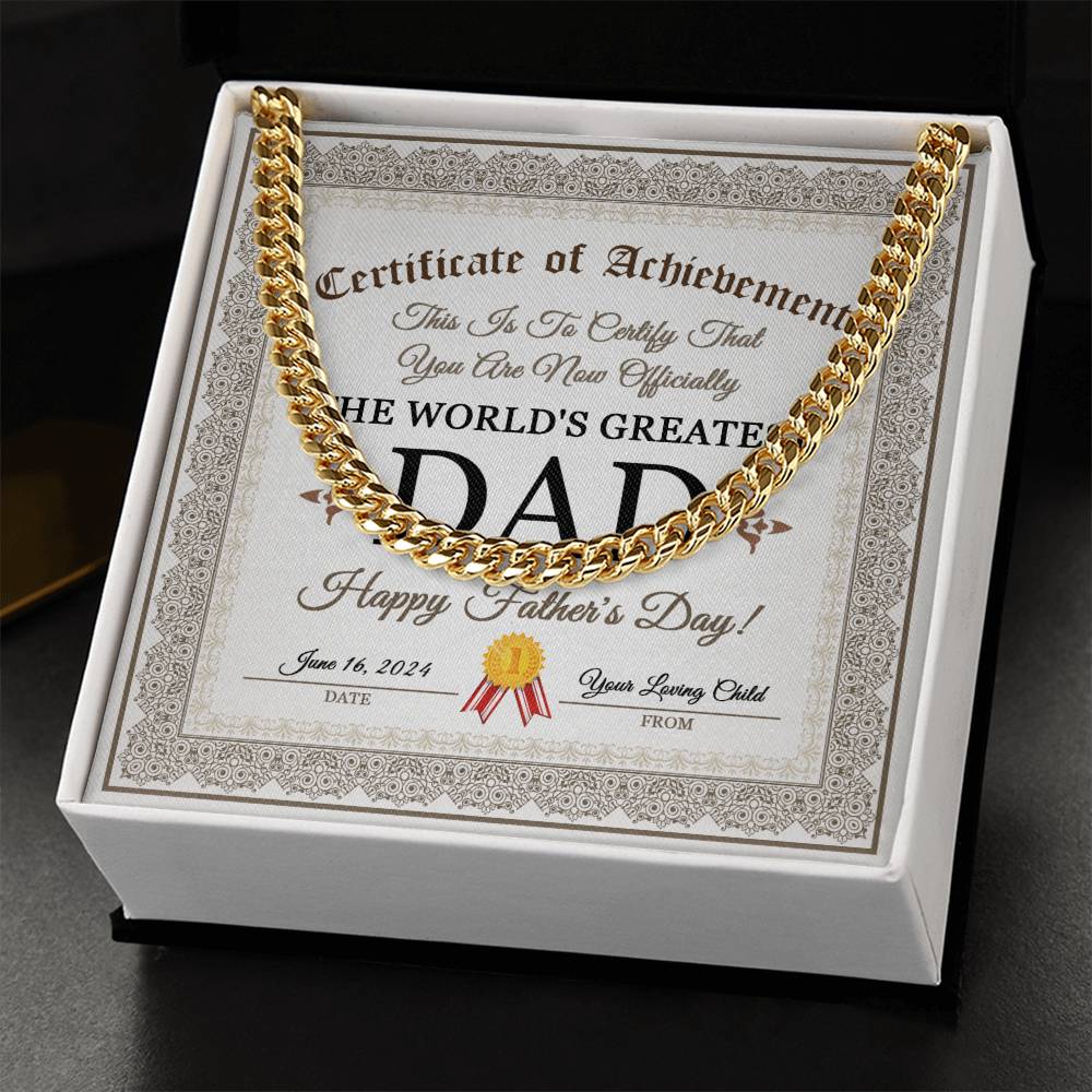 Dad Cuban Chain Link Necklace Gift -The World's Greatest Dad